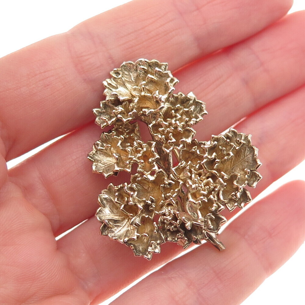 Eggert 925 Sterling Silver Gold Plated Vintage Denmark Flora Danica Pin Brooch